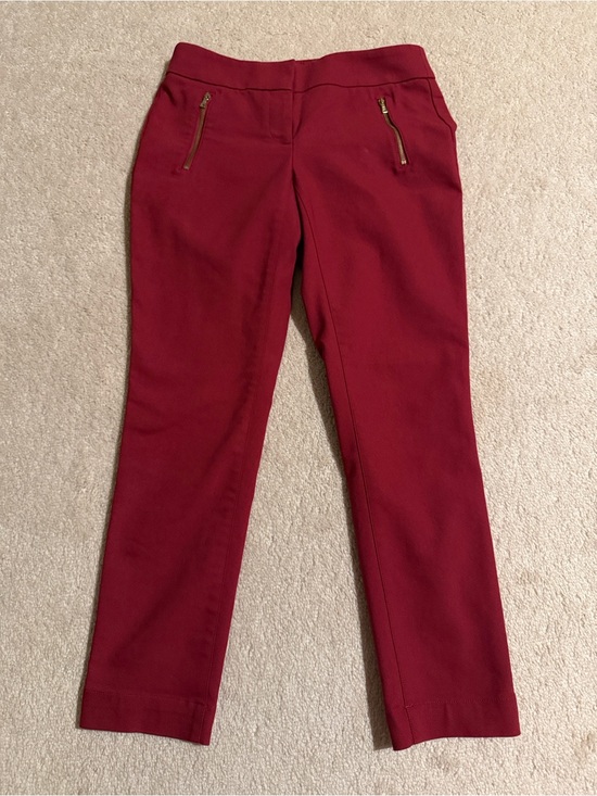 LOFT Pants - LOFT Julie Skinny Pants in Deep Red with Front Pocket Zippers
